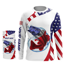 Load image into Gallery viewer, American Flag Largemouth Bass Fishing Custom patriotic fishing shirts, personalized Fishing jerseys NQS4994