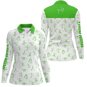 Womens golf polo shirts custom name funny golf pattern, green polo shirt golf outfit women golf tops NQS5516