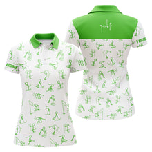 Load image into Gallery viewer, Womens golf polo shirts custom name funny golf pattern, green polo shirt golf outfit women golf tops NQS5516