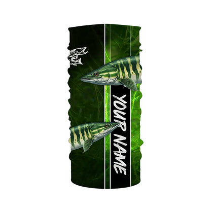 Musky Fishing Muskellunge green Customize Name Long Sleeve Fishing Shirts, fishing gifts NQS1992