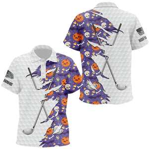 Purple Halloween golf pattern white golf ball skin Kid golf polo shirts custom golf clubs outfit NQS8087