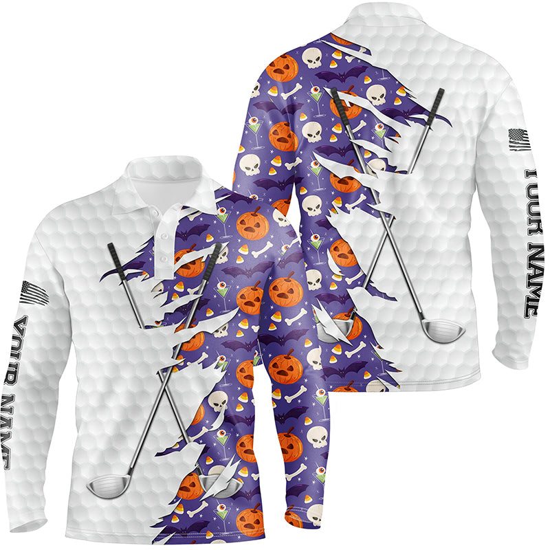 Purple Halloween golf pattern white golf ball skin Men golf polo shirts custom golf clubs outfit men NQS8087