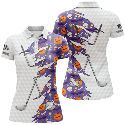 Halloween golf pattern white golf ball skin Womens golf polo shirts custom golf clubs outfit women NQS8087