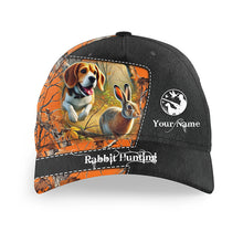 Load image into Gallery viewer, Rabbit hunting with Beagle 3D orange camo Custom hunting hat Unisex hunting Baseball hat NQS2237