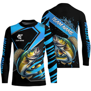 Black and Blue Walleye fishing custom fishing team jerseys, sport fishing shirts NQS8509