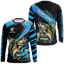 Load image into Gallery viewer, Black and Blue Walleye fishing custom fishing team jerseys, sport fishing shirts NQS8509