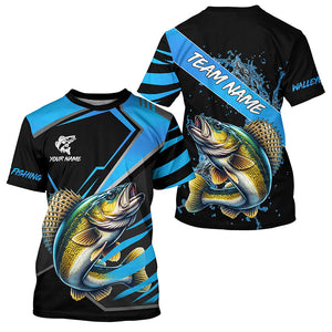 Black and Blue Walleye fishing custom fishing team jerseys, sport fishing shirts NQS8509