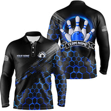 Load image into Gallery viewer, Bowling Jerseys For Men Custom Bowling Polo, Quarter-Zip Shirt Team Bowlers, Bowling Apparel | Blue NQS8513