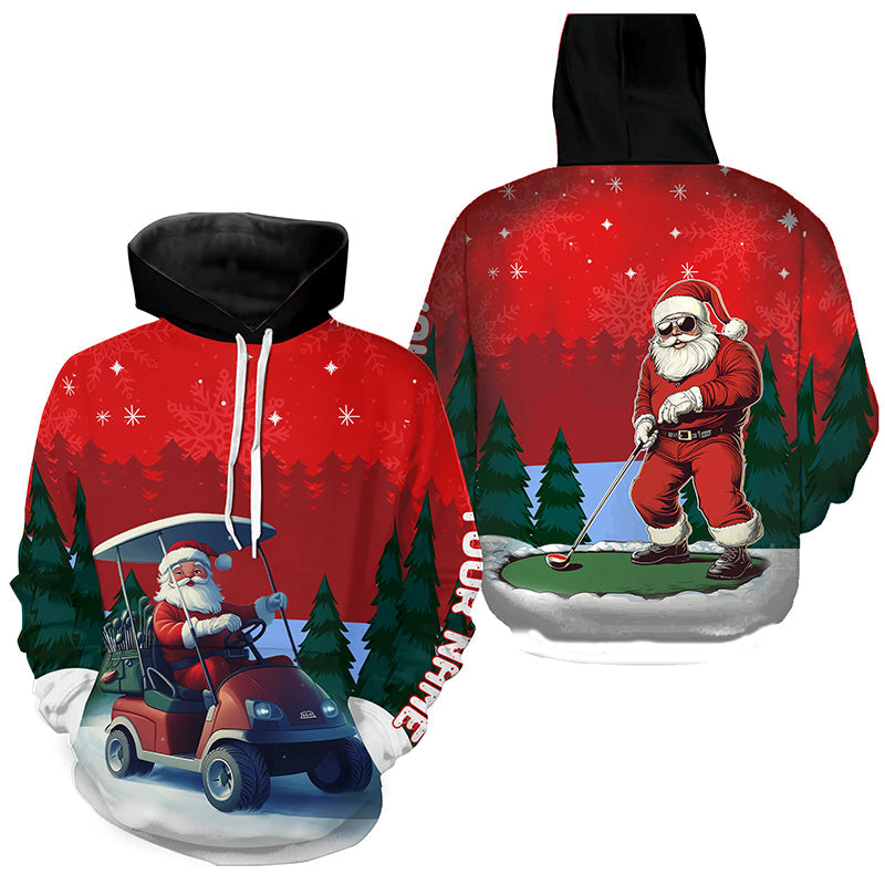 Funny Santa Golfer Golf Hoodies Custom Christmas golf tops hoodie golf attire NQS8759