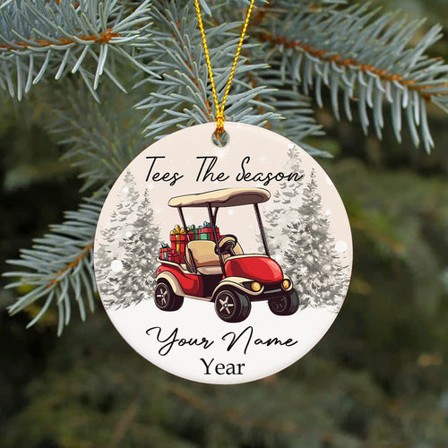 Funny Christmas ornament golf cart custom name and year Tees the season Golfer Christmas ornament NQS8764