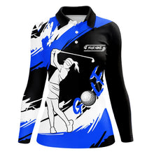 Load image into Gallery viewer, Women Golf Polo Shirts custom golf shirts for ladies golfer, gifts for golf lovers | Blue NQS9228