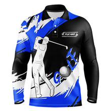 Load image into Gallery viewer, Mens golf polo shirt custom golf shirts for mens golfer, gifts for golf lovers | Blue NQS9228