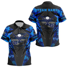Load image into Gallery viewer, Blue Camo Kids golf polo shirts Custom best kid golf wear, golfing gifts NQS9734