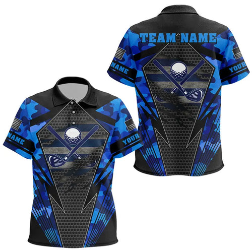 Blue Camo Kids golf polo shirts Custom best kid golf wear, golfing gifts NQS9734