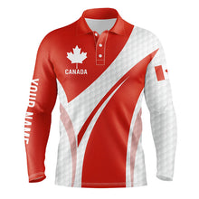 Load image into Gallery viewer, Mens golf polo shirts Canadian flag custom red and white golf ball skin patriot mens golf wears NQS5798