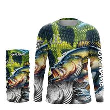 Load image into Gallery viewer, Largemouth Bass Fishing green scales custom UV protection long sleeves fishing shirts for Men, Women NQS7881