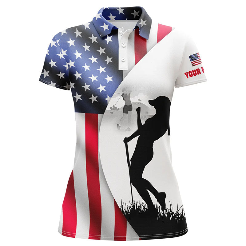 Womens golf polo shirts American flag patriotic personalized US flag golf shirts ladies golf top NQS6191