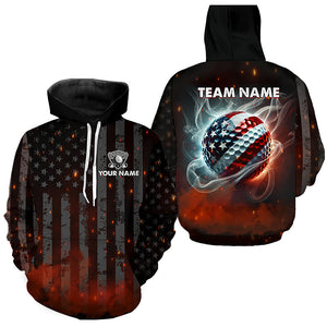 Golf Hoodie custom black American Flag golf tops, patriotic team golf attire for men, women NQS8329