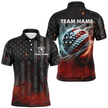 Load image into Gallery viewer, Mens golf polo shirts custom black American Flag golf tops, patriotic team golf attire for mens NQS8329