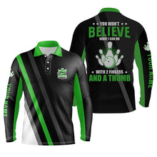 Load image into Gallery viewer, Green &amp; black Mens bowling shirts Custom you won&#39;t believe what I can do with 2 fingers and a thumb NQS8524