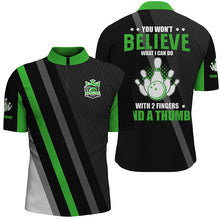 Load image into Gallery viewer, Green &amp; black Mens bowling shirts Custom you won&#39;t believe what I can do with 2 fingers and a thumb NQS8524