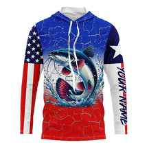 Load image into Gallery viewer, Personalized Catfish Long Sleeve Performance Fishing Shirt Texas American flag patriotic fishing Shirt NQS6677