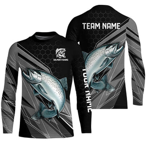 Personalized Black camo Chinook Salmon Fishing Jerseys, Salmon Long Sleeve Fishing Tournament Shirts NQS8771