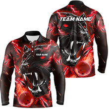 Load image into Gallery viewer, Red Flame Panther Bowling Polo, Quarter Zip Shirts For Men Custom Bowling Team League Jerseys NQS8774