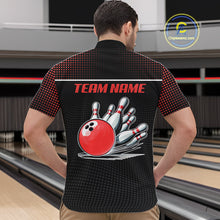 Load image into Gallery viewer, Personalized Black and Red Bowling Polo, 1/4 Zip Shirts For Men Custom Team Bowling Jerseys NQS11101