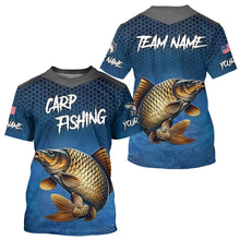 Load image into Gallery viewer, Blue camo Carp fishing Custom performance long sleeve team Carp fishing tournament shirts NQS9238