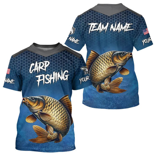 Blue camo Carp fishing Custom performance long sleeve team Carp fishing tournament shirts NQS9238
