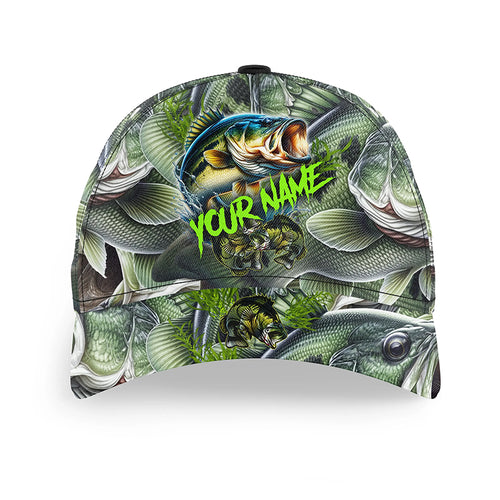 Largemouth bass fishing green scales Custom fishing hats for fishermen Baseball Angler hat cap NQS2870