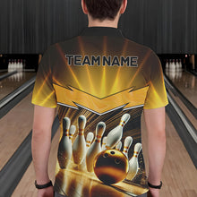Load image into Gallery viewer, Custom Name Black And Gold Bowling Jerseys For Men, Bowling Team Polo, Quarter-Zip Shirts NQS9745