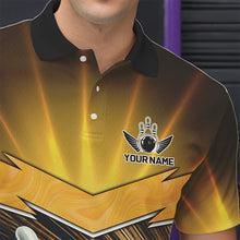 Load image into Gallery viewer, Custom Name Black And Gold Bowling Jerseys For Men, Bowling Team Polo, Quarter-Zip Shirts NQS9745