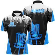 Load image into Gallery viewer, Mens Disc golf polo shirts custom black chain disc golf jerseys, frisbee golf outfit | Blue NQS7517