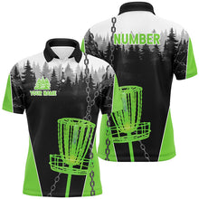 Load image into Gallery viewer, Mens Disc golf polo shirts custom black chain disc golf jerseys, frisbee golf outfit | Green NQS7518