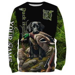 Black Labrador Retriever Duck Hunting Waterfowl green camo Shirts, Personalized Duck Hunting shirts NQS632