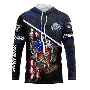 American Flag crappie fishing blue camo Custom Name UV Protection Fishing Shirts NQS3650