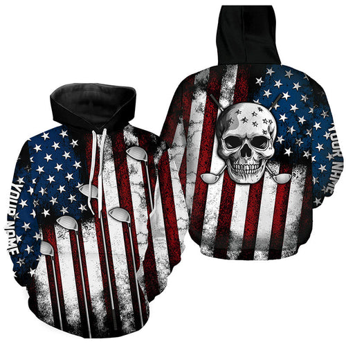 American flag golf Clubs Skull Golf Hoodies Custom Patriotic golf attire golfer gifts NQS8536