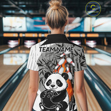 Load image into Gallery viewer, Black and White Panda Bowling Shirts For Women Custom Funny Team Bowling Jerseys, Bowling Uniform NQS11113