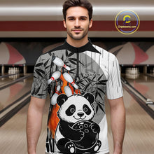 Load image into Gallery viewer, Black and White Panda Bowling Shirts For men Custom Funny Team Bowling Jerseys, Bowling Uniform NQS11113