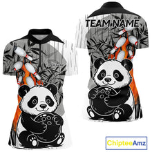 Load image into Gallery viewer, Black and White Panda Bowling Shirts For Women Custom Funny Team Bowling Jerseys, Bowling Uniform NQS11113