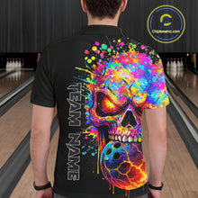 Load image into Gallery viewer, Colorful Skull bowling jerseys Bowling Polo, 1/4 zip Shirt Custom Bowling Team shirt for mens bowlers NQS11317
