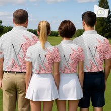 Load image into Gallery viewer, Pink glitter Leopard skin pattern custom name white Womens golf polo shirts, team ladies golf tops NQS11526