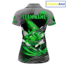 Load image into Gallery viewer, Green Sugar Skull Tattoo Custom Women Bowling Polo, Quarter Zip Shirts,Team Bowling Jerseys NQS11529