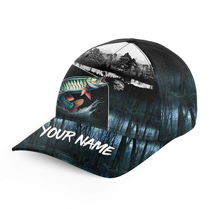 Musky fishing blue camo Custom name fishing hat, Muskie fishing hat cap for fisherman NQS5804