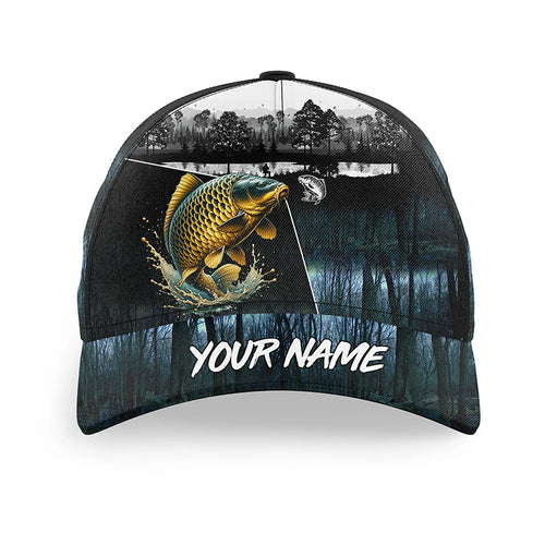 Carp fishing blue camo Custom name fishing hat, Carp fishing hat cap for fisherman NQS5806