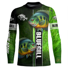 Load image into Gallery viewer, Bluegill fishing green camo shirt Custom Long Sleeve Fishing Shirts, fishing gifts for men, women, kid NQS5807