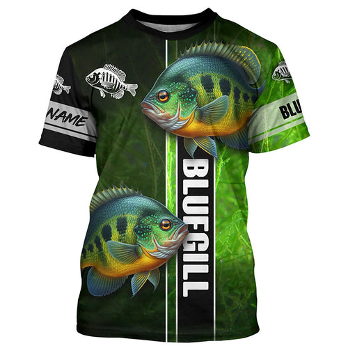 Bluegill fishing green camo shirt Custom Long Sleeve Fishing Shirts, fishing gifts for men, women, kid NQS5807