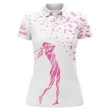 Load image into Gallery viewer, Pink ribbon Womens golf polo shirts custom pink golf outfit for ladies breast cancer awareness NQS6215